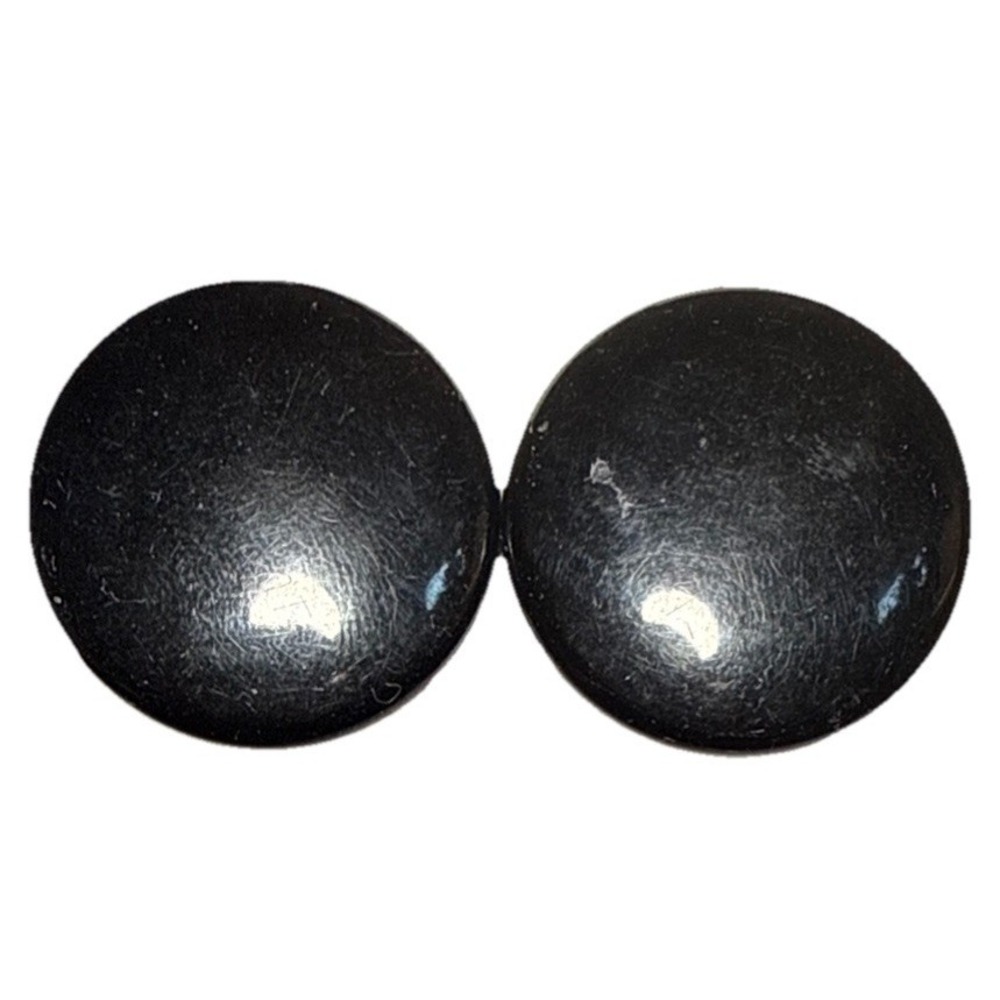 Vintage‎ Black Disk Clip On Earrings J17-20